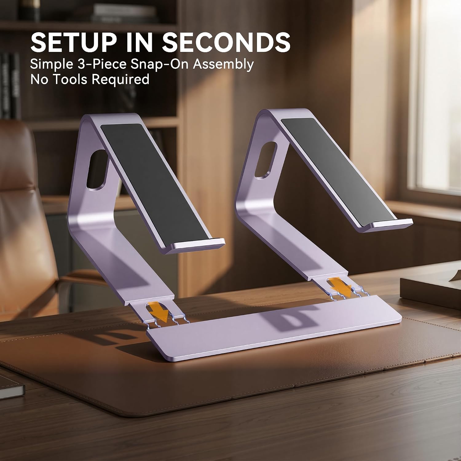 Laptop Stand, Aluminum Computer Riser, Ergonomic Laptops Elevator for Desk, Metal Holder Compatible with 10 to 15.6 Inches Notebook Computer, Purple