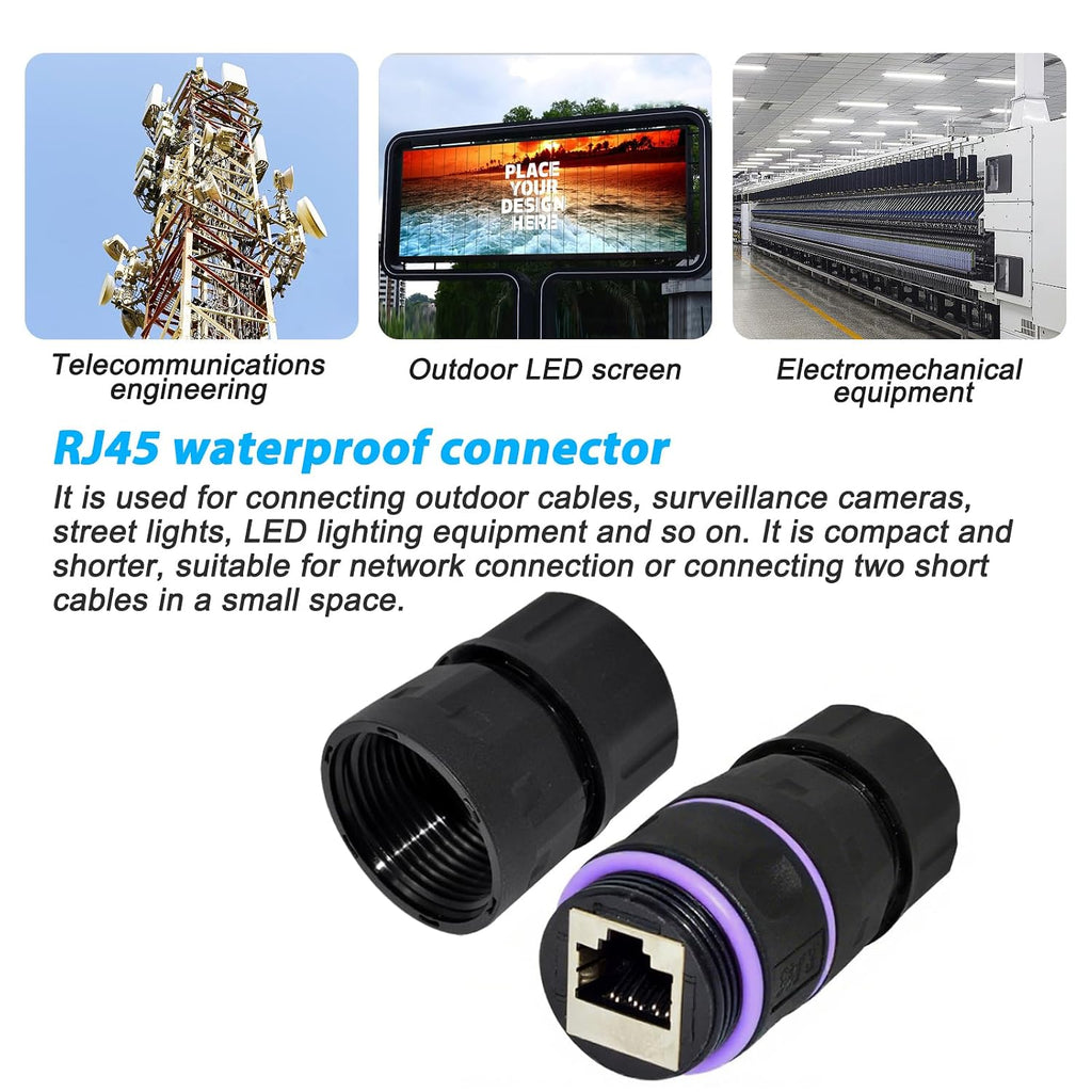 IP68 Waterproof RJ45 Coupler, Shielded Pure Copper Ethernet Coupler, Gigabit Coupler IP68 Waterproof Ethernet Outdoor LAN Cable Connector for Cat5, Cat5E/Cat6/Cat7/Cat8 Ethernet Cable (1 PCS)